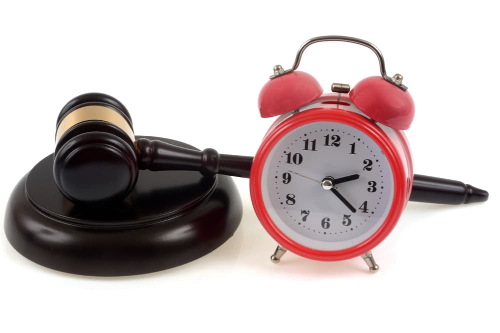 Judge's gavel and clock
